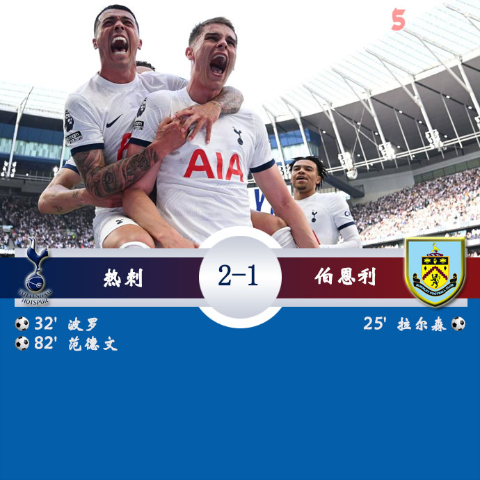 热刺 2 - 1 伯恩利