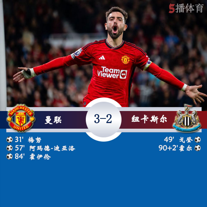 曼联 3 - 2 纽卡斯尔
