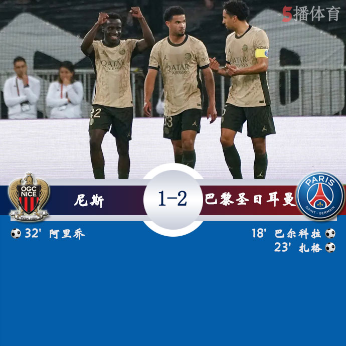 尼斯 1 - 2 巴黎圣日耳曼