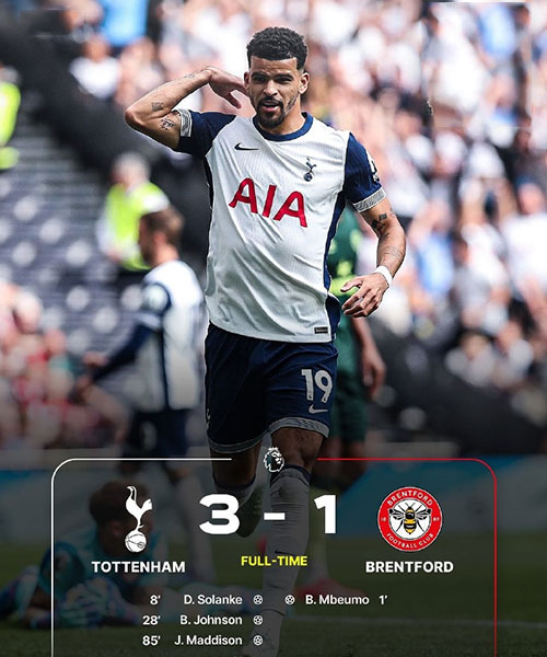 热刺 3 - 1 布伦特福德