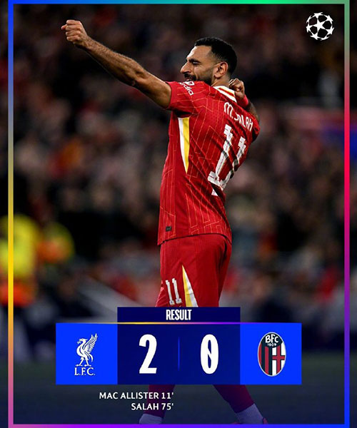 利物浦 2 - 0 博洛尼亚